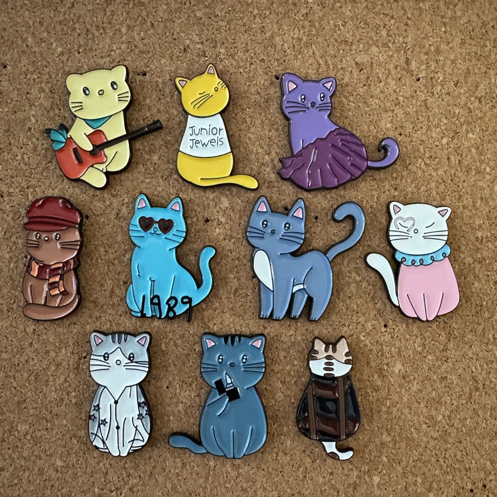😻Complete Set of 10 Cat Enamel Pins Styled As Taylor Swift Albums